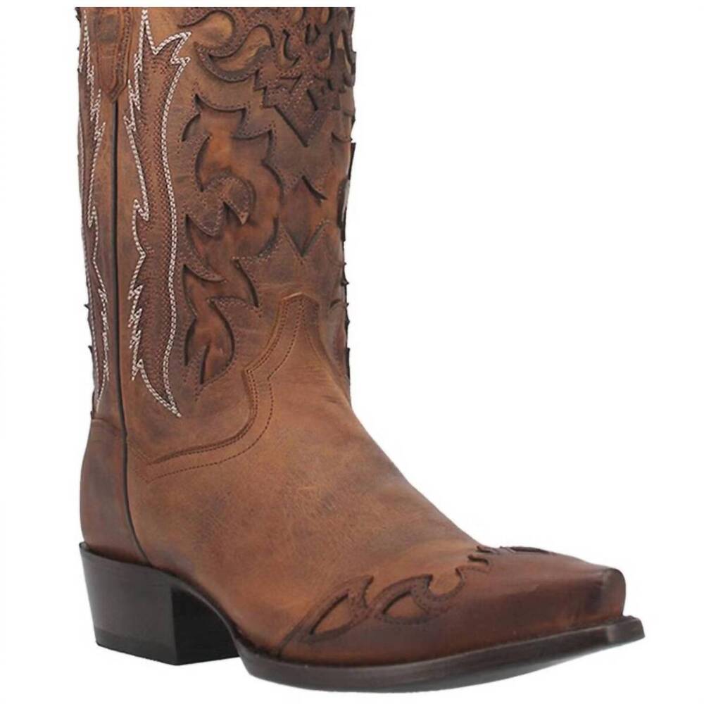 NEW DAN POST. men's denton all-over overlay western boots in tan